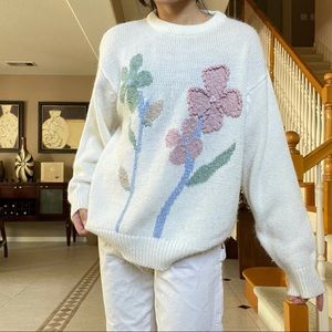 vintage flower grandpa sweater